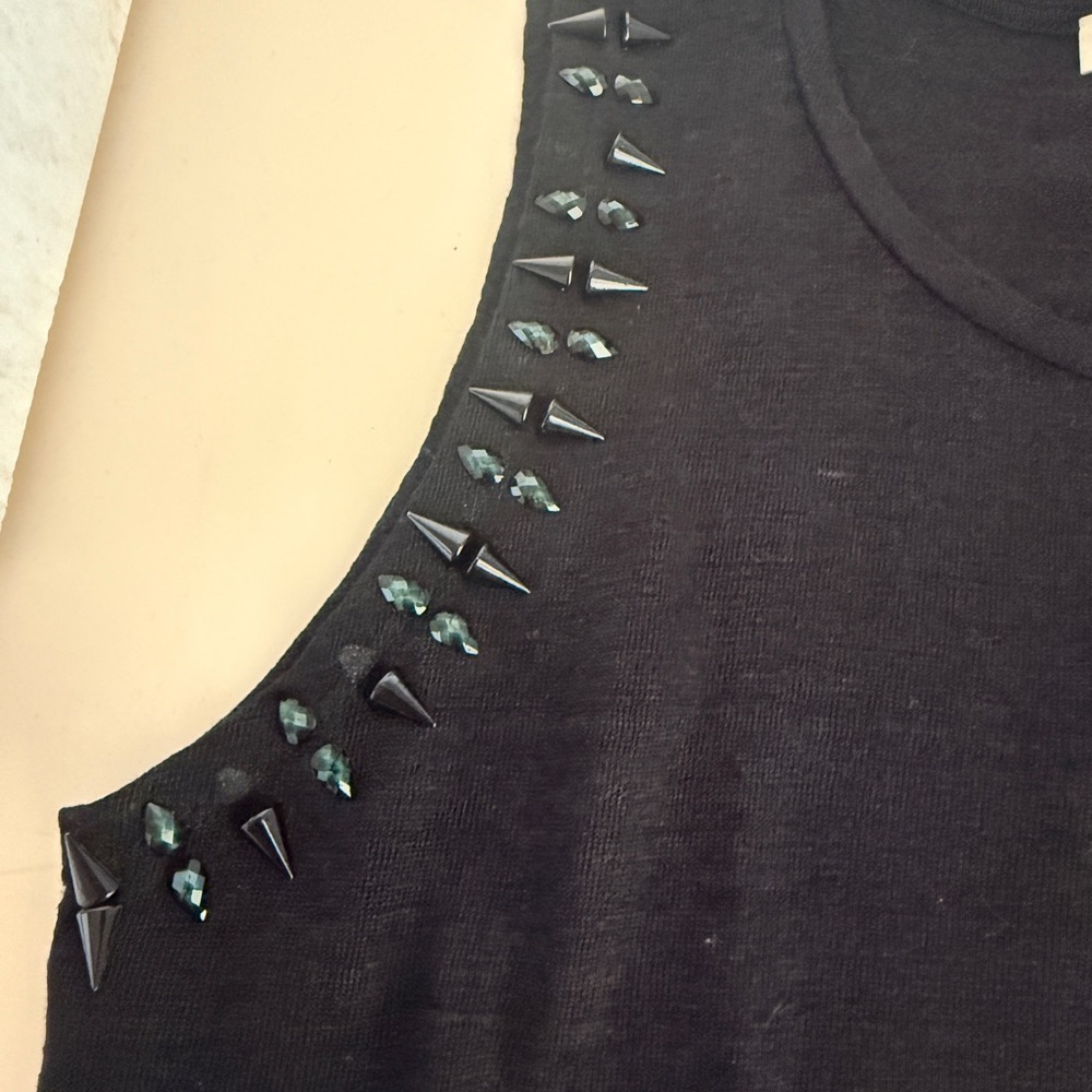 Maje Black Studded Muscle Tee